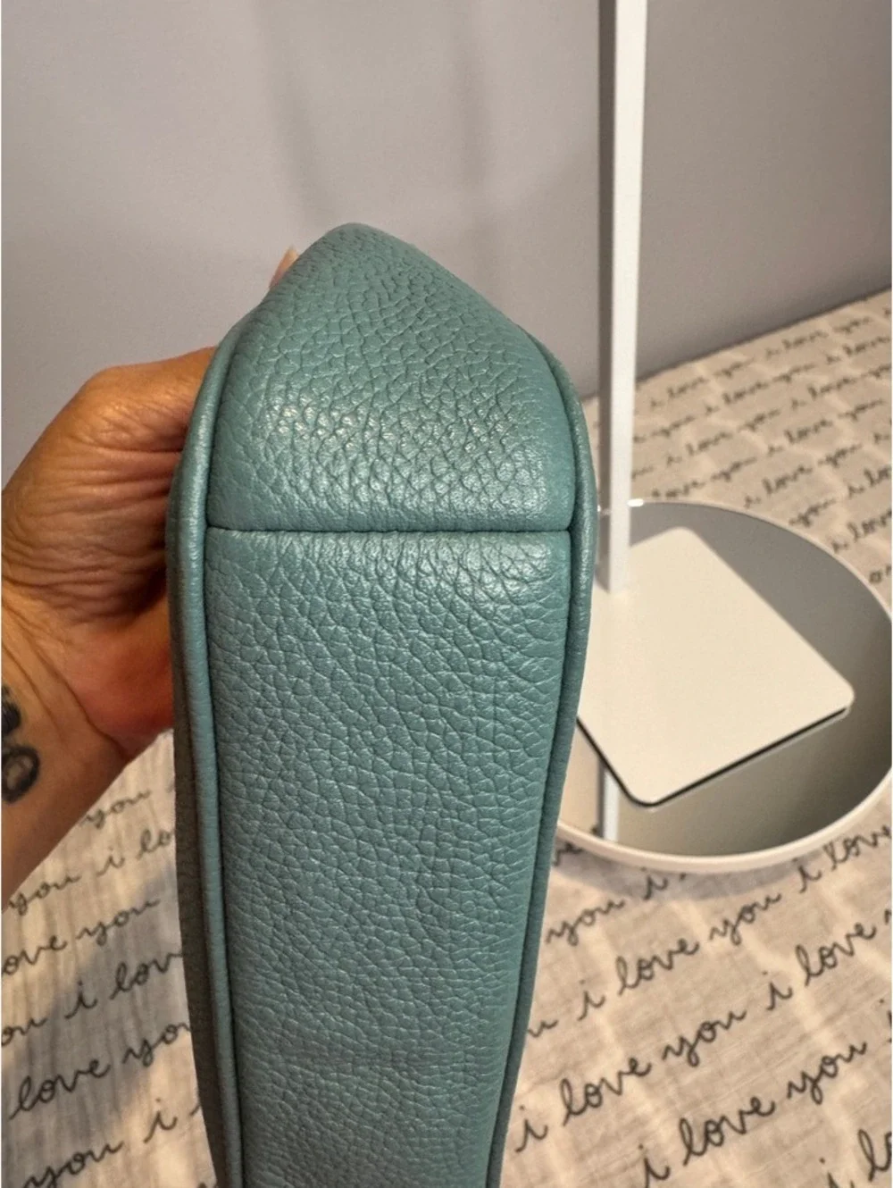 Coach Nolita 19 Peacock Teal Pebble Leather Wristlet Crossbody Bag F53077 NWOT